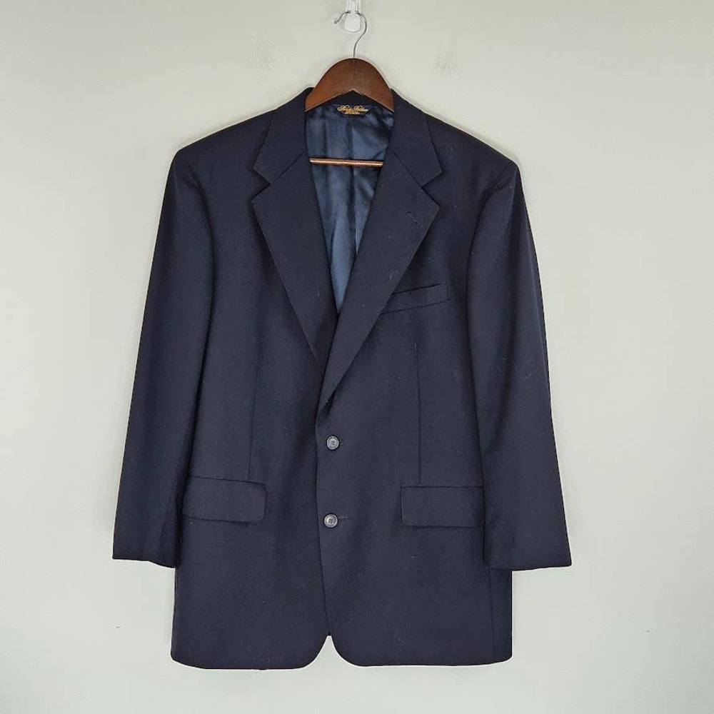 Brooks Brothers Men's Blazer Sport Jacket 100% Wool Makers Navy Blue Size 42R